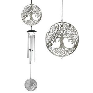 WOODSTOCK CHIMES Silver Tree of Life 18 in Long x 3.75 in Wide New in Box